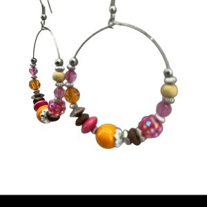 Colorful Beaded Hoop Earrings